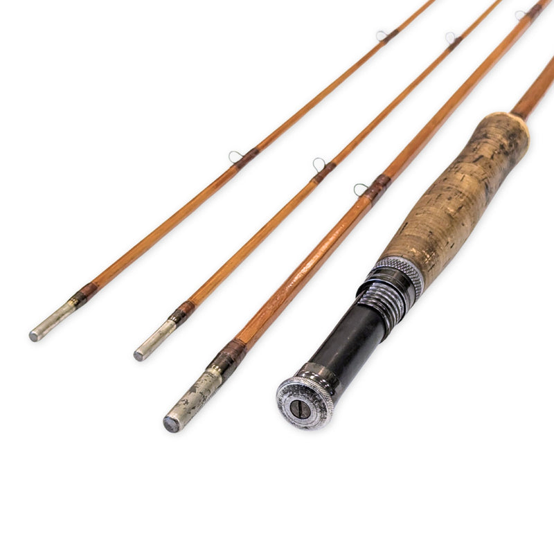 Vintage Split Bamboo 3pc Fly Fishing Rod w/ Extra Tip & Carrying Tube
