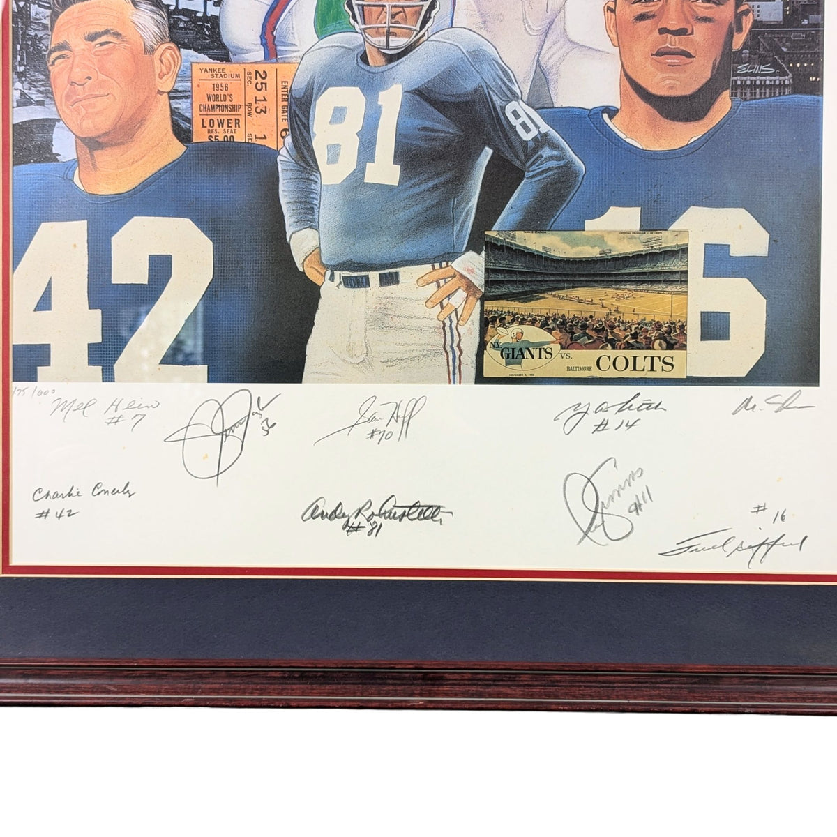 NY Giants Signed Lithograph "Giants of the Game" 175/600, 24x32 Framed, No COA