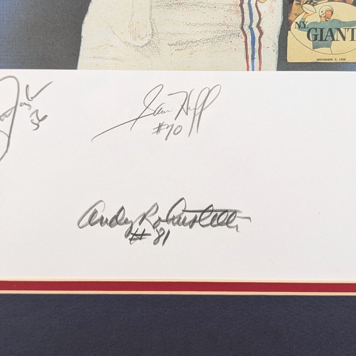 NY Giants Signed Lithograph "Giants of the Game" 175/600, 24x32 Framed, No COA