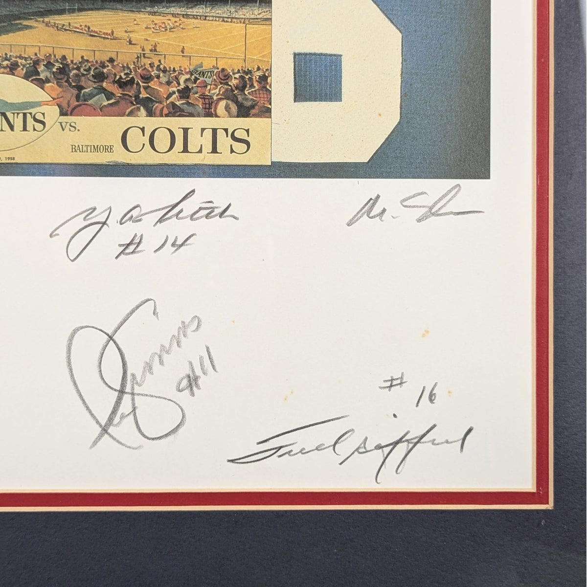NY Giants Signed Lithograph "Giants of the Game" 175/600, 24x32 Framed, No COA