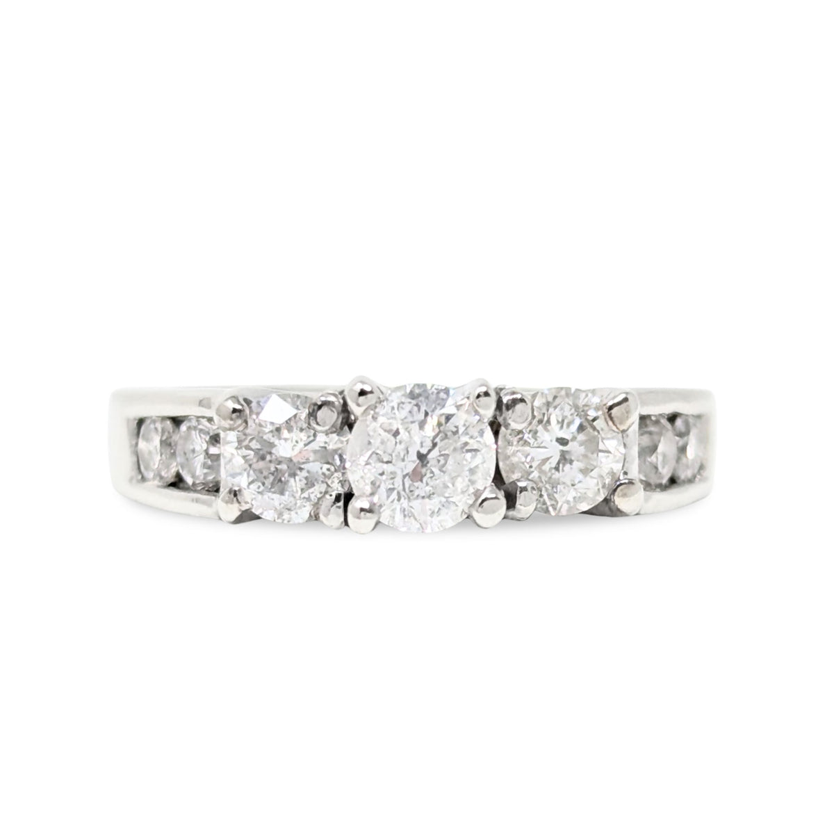 14K White Gold .65tcw 7 Diamond Engagement Ring -Size 3.75
