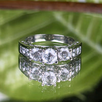 14K White Gold .65tcw 7 Diamond Engagement Ring -Size 3.75