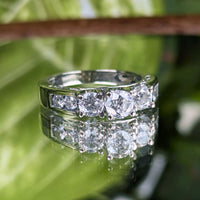 14K White Gold .65tcw 7 Diamond Engagement Ring -Size 3.75