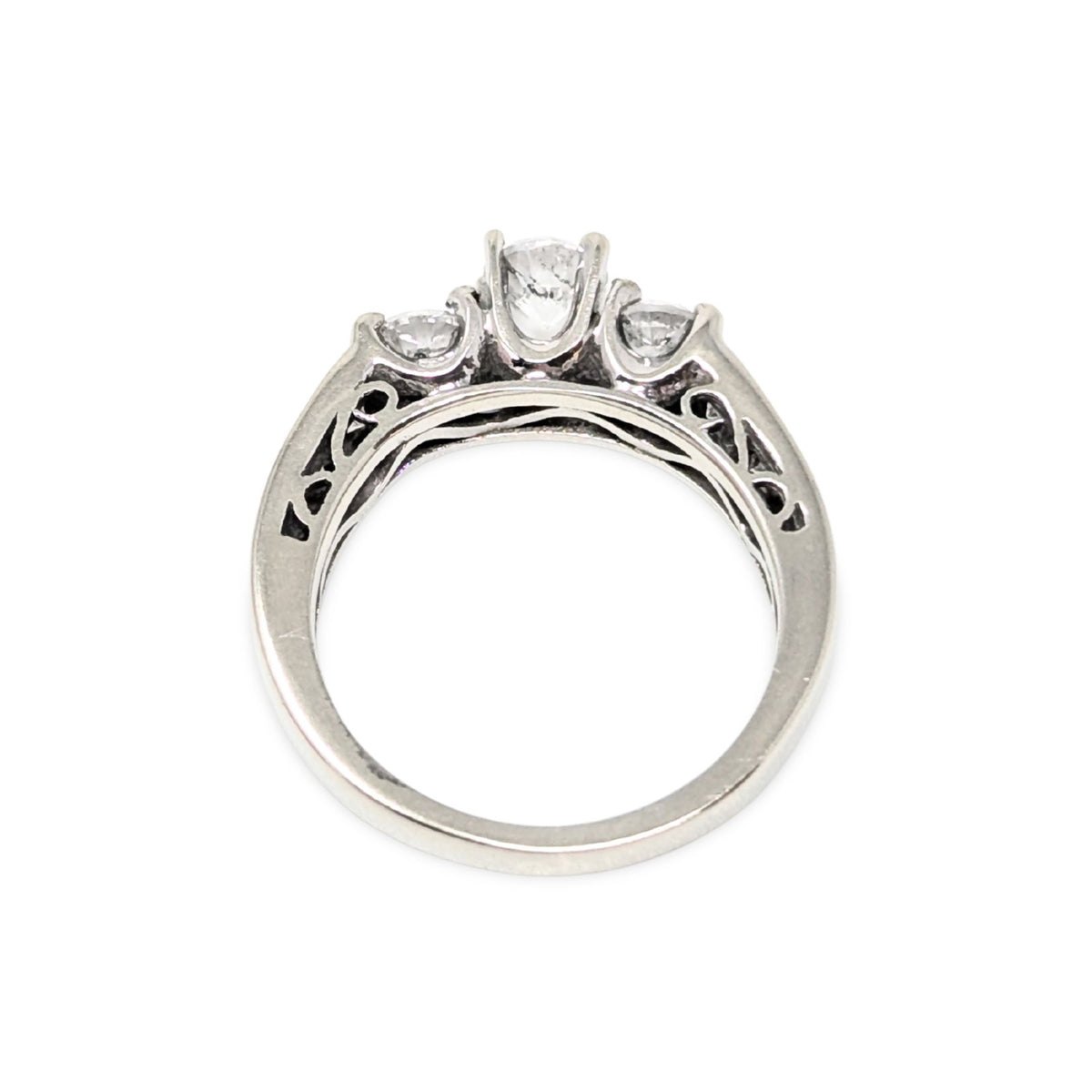 14K White Gold .65tcw 7 Diamond Engagement Ring -Size 3.75