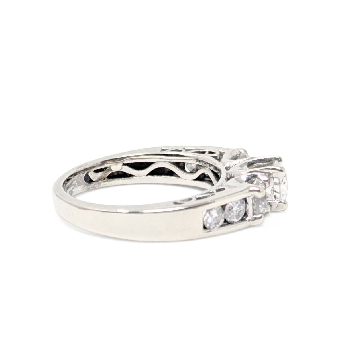 14K White Gold .65tcw 7 Diamond Engagement Ring -Size 3.75