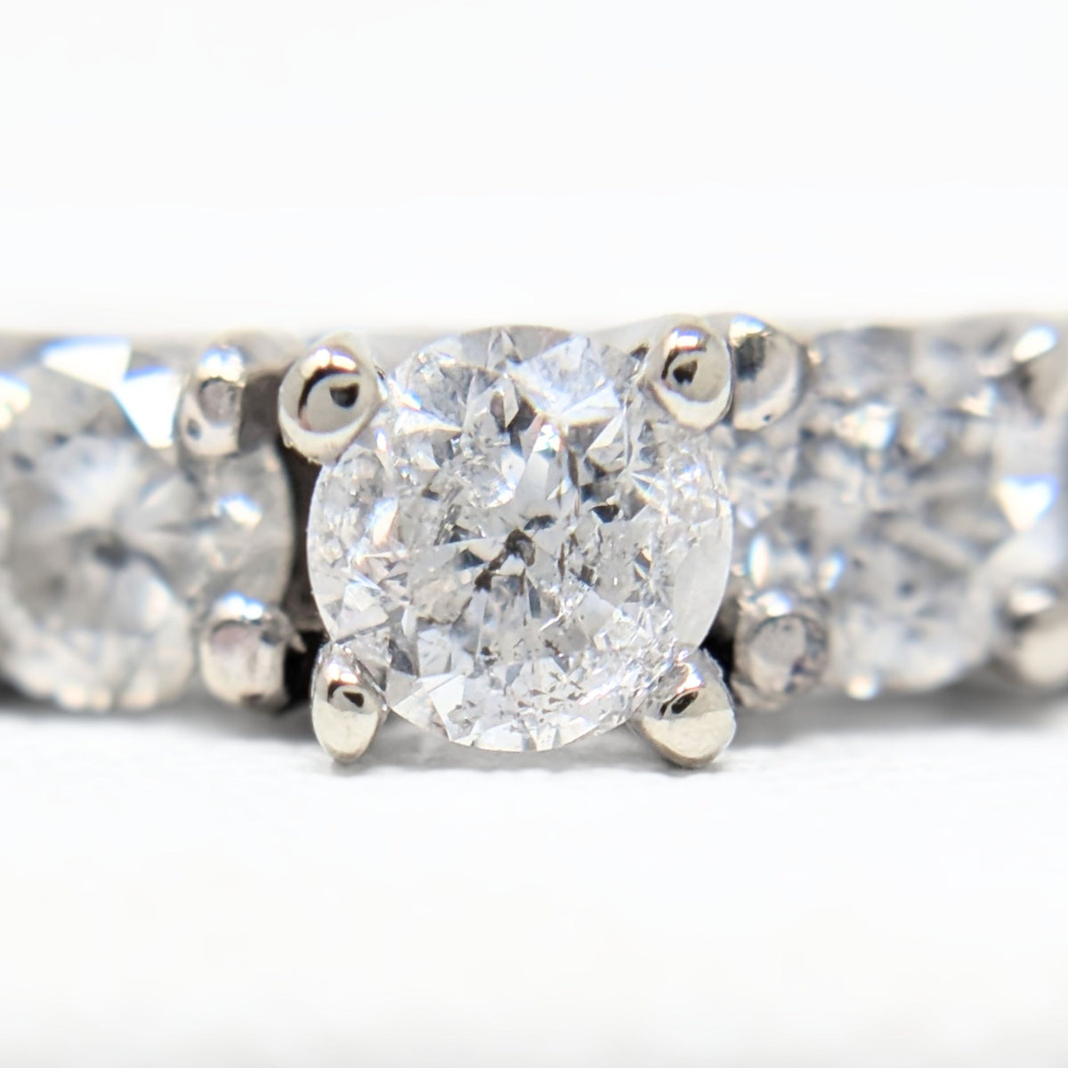 14K White Gold .65tcw 7 Diamond Engagement Ring -Size 3.75
