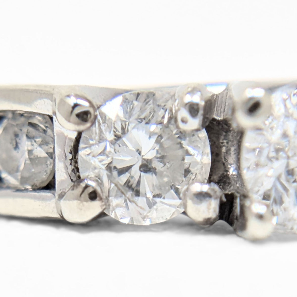 14K White Gold .65tcw 7 Diamond Engagement Ring -Size 3.75