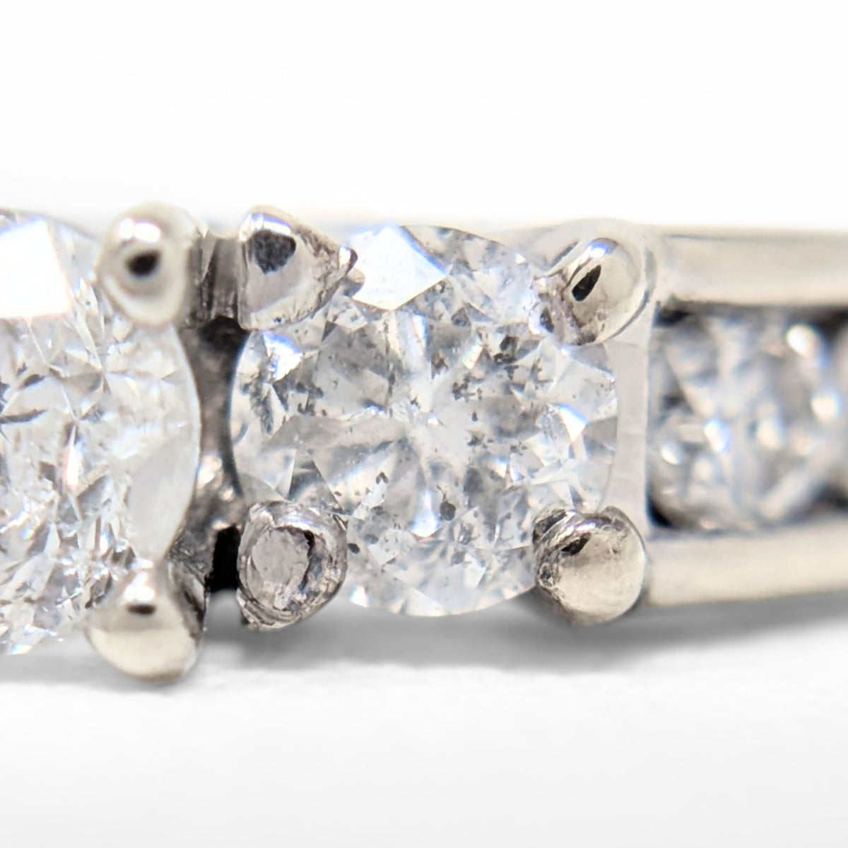 14K White Gold .65tcw 7 Diamond Engagement Ring -Size 3.75