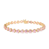 13K Gold 7" Heart Shaped Pink Morganite Tennis Bracelet