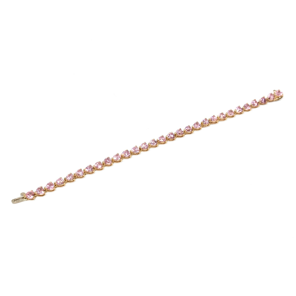 13K Gold 7" Heart Shaped Pink Morganite Tennis Bracelet
