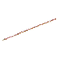13K Gold 7" Heart Shaped Pink Morganite Tennis Bracelet