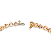13K Gold 7" Heart Shaped Pink Morganite Tennis Bracelet
