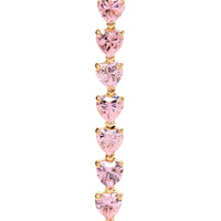 13K Gold 7" Heart Shaped Pink Morganite Tennis Bracelet
