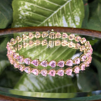 13K Gold 7" Heart Shaped Pink Morganite Tennis Bracelet