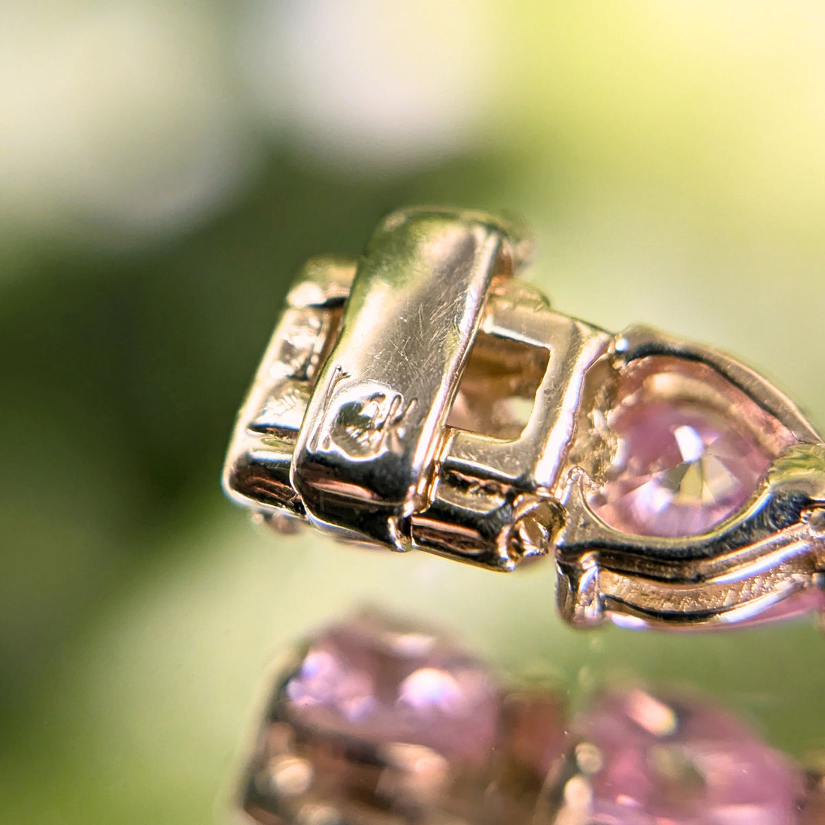 13K Gold 7" Heart Shaped Pink Morganite Tennis Bracelet