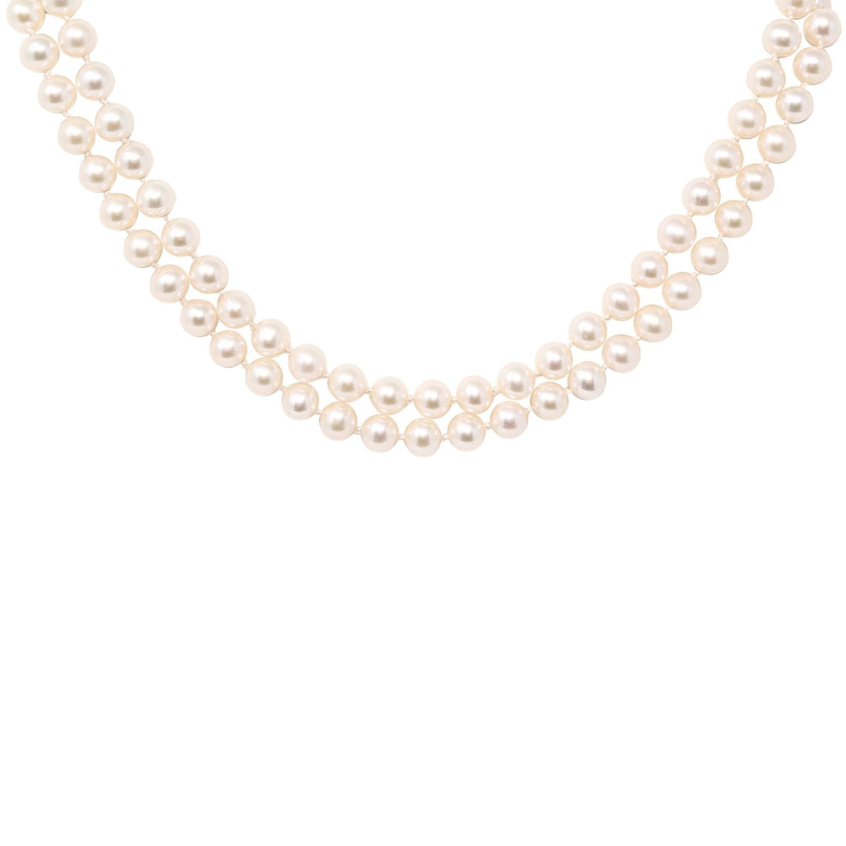 13K Gold Double Strand Pearl 15” Choker Necklace