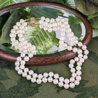 13K Gold Double Strand Pearl 15” Choker Necklace