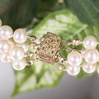 13K Gold Double Strand Pearl 15” Choker Necklace