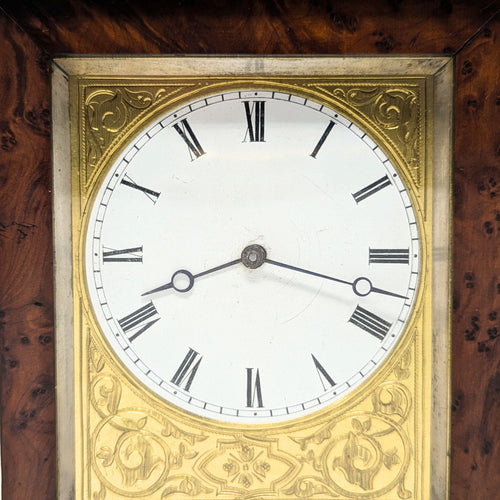 French Antique 8-Day Burled Walnut Desk Clock