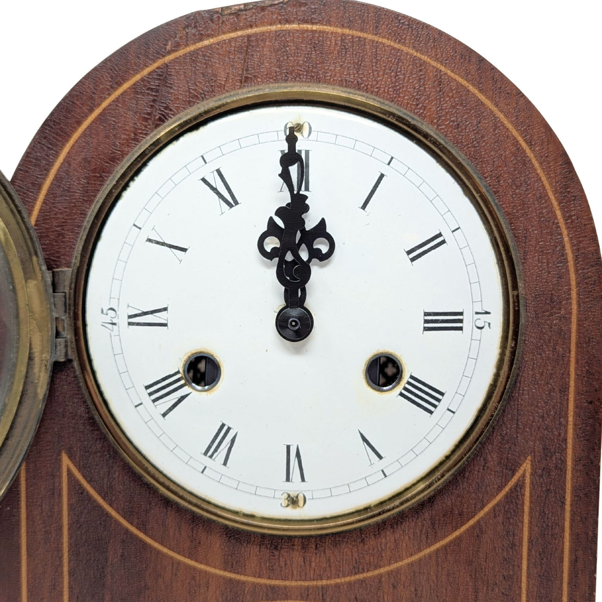 German Antique Edwardian Inlaid Quartz Mantle Clock