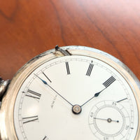 American Watch Co Sterling 1883 18s 7j Coin Silver Pocket Watch (Running)