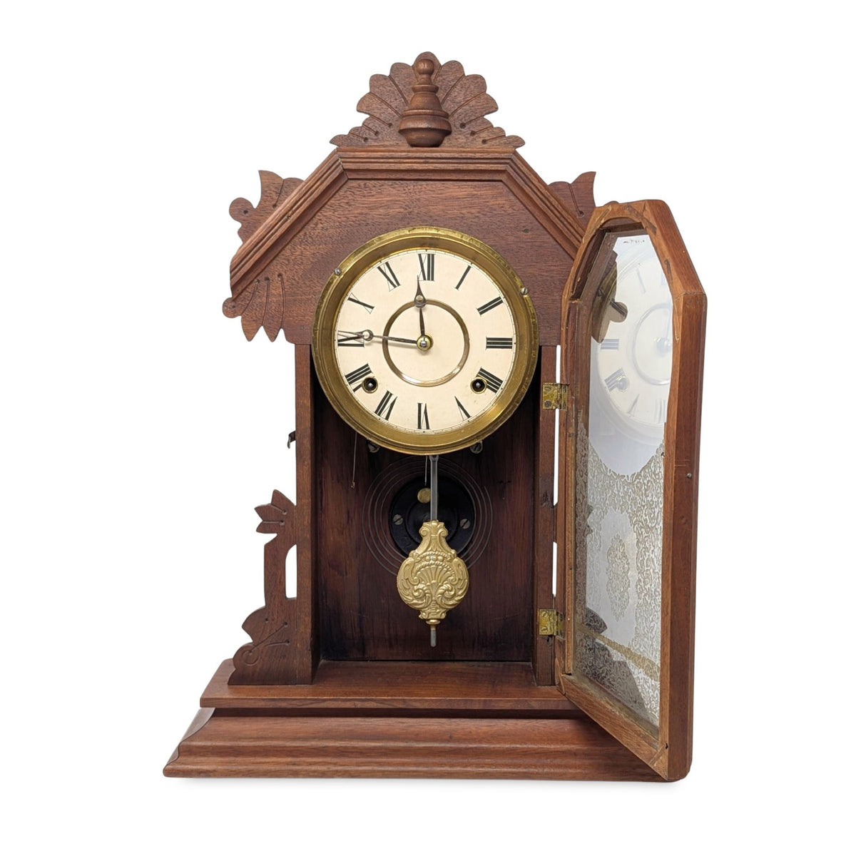 Ingraham 1880’s Walnut 8-Day Parlor/Kitchen Clock