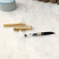 Sheaffer Targa 1005 Gold Electroplated Fluted Classic Fountain Pen, 14K Gold Nib