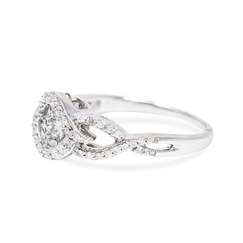 13K White Gold Dancing Diamond Engagement Ring - Size 7