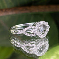 13K White Gold Dancing Diamond Engagement Ring - Size 7