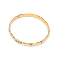 Edwardian 12K Gold Filled Etched 6mm Hinged Bangle Bracelet