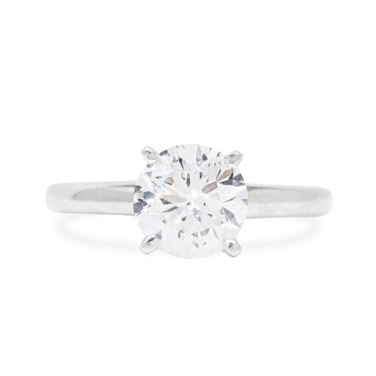 Leo Schachter 14K White Gold/Platinum 1.0ct Natural Diamond Solitaire Ring
