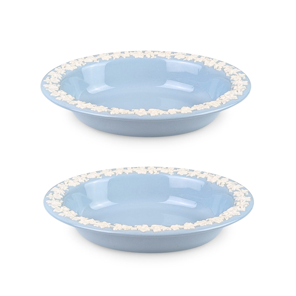 Wedgwood Queensware Cream Color on Lavender Oval Vegetable Bowls (Pair)