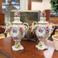 Von Schierholz Cherubic Compote Lidded Urns (Pair)