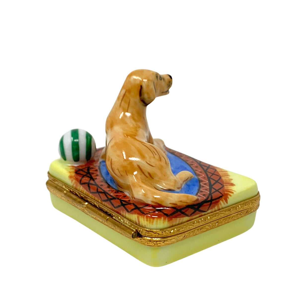 Limoges France Hand Painted by Artoria Golden Retriever Trinket Box