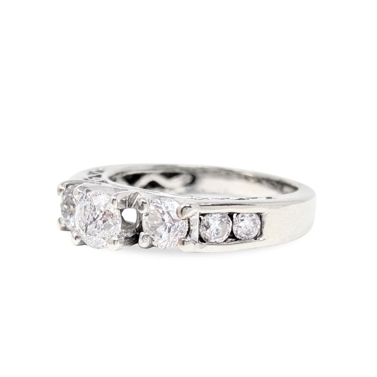 14K White Gold .65tcw 7 Diamond Engagement Ring -Size 3.75