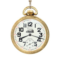 Kaltron Incabloc Railway Themed 17j GF Swiss Pocket Watch (Running)