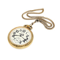 Kaltron Incabloc Railway Themed 17j GF Swiss Pocket Watch (Running)