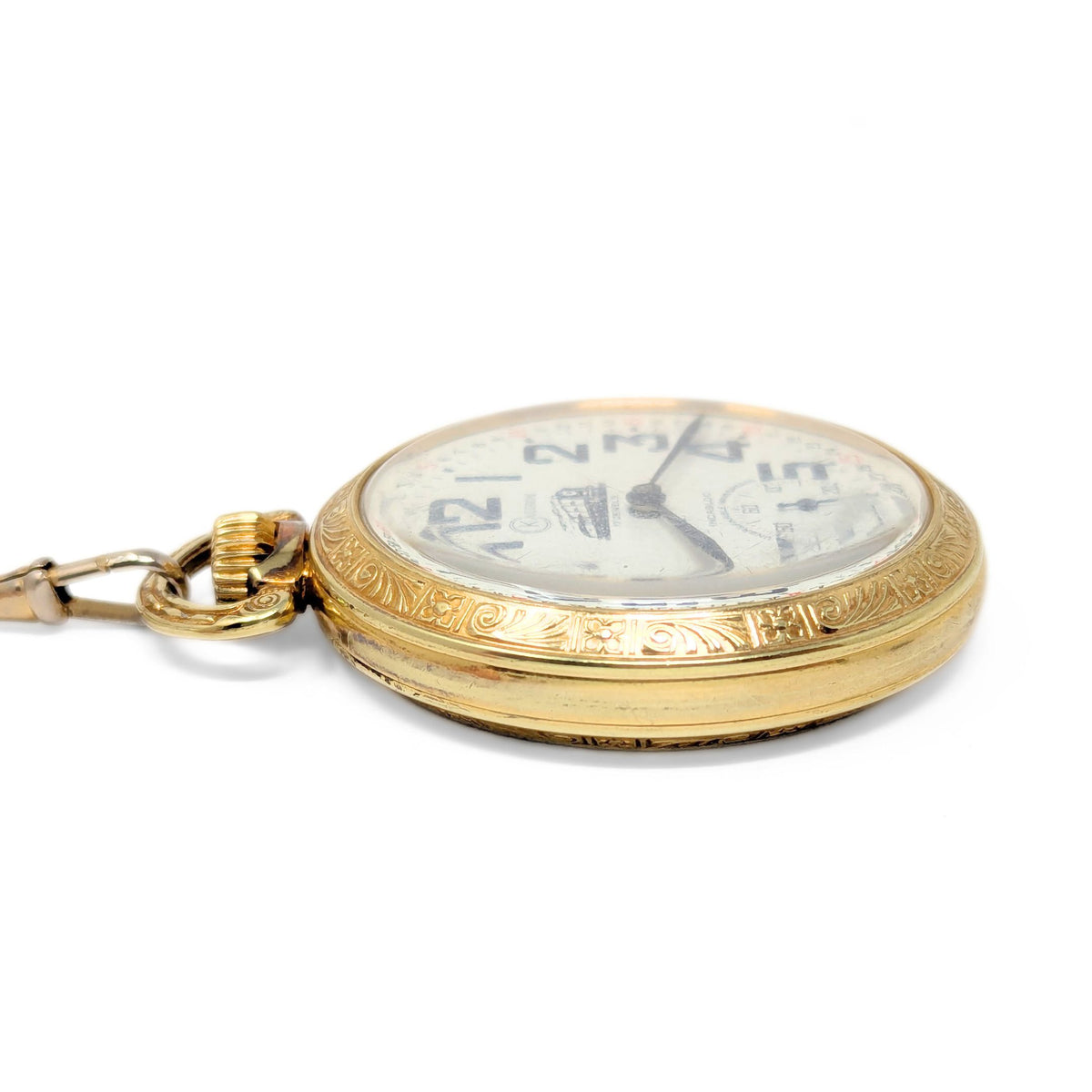Kaltron Incabloc Railway Themed 17j GF Swiss Pocket Watch (Running)
