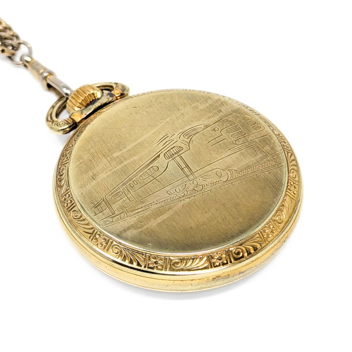 Kaltron Incabloc Railway Themed 17j GF Swiss Pocket Watch (Running)