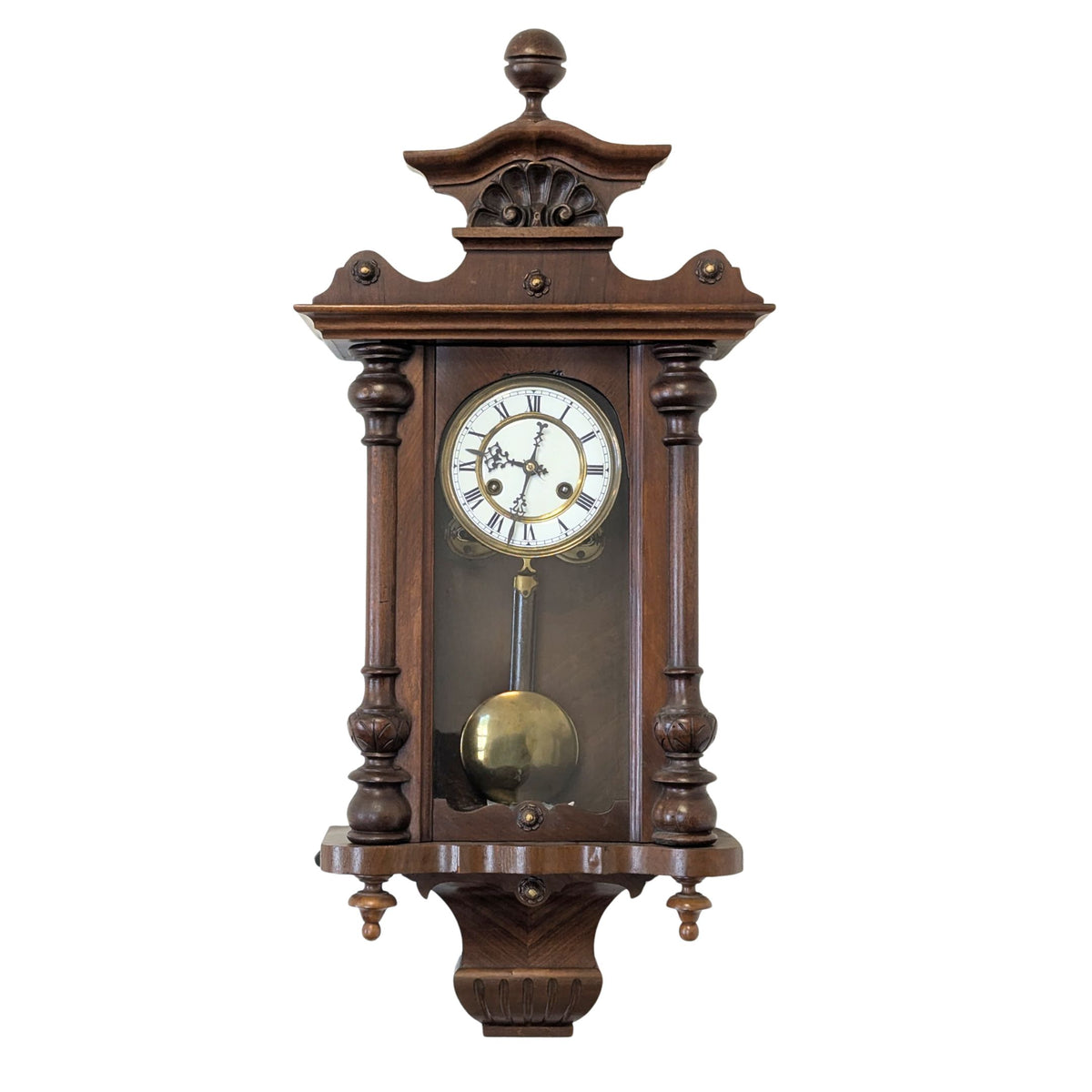 19th Century Walnut Wall Regulator 8-Day Clock