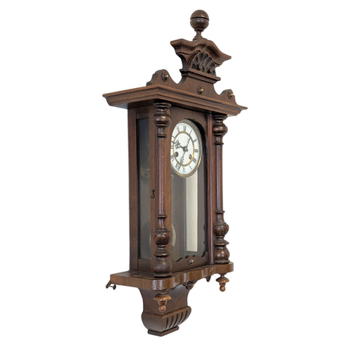19th Century Walnut Wall Regulator 8-Day Clock