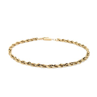 13K Gold Solid Diamond Cut 3.1mm 8 5/8” Rope Bracelet