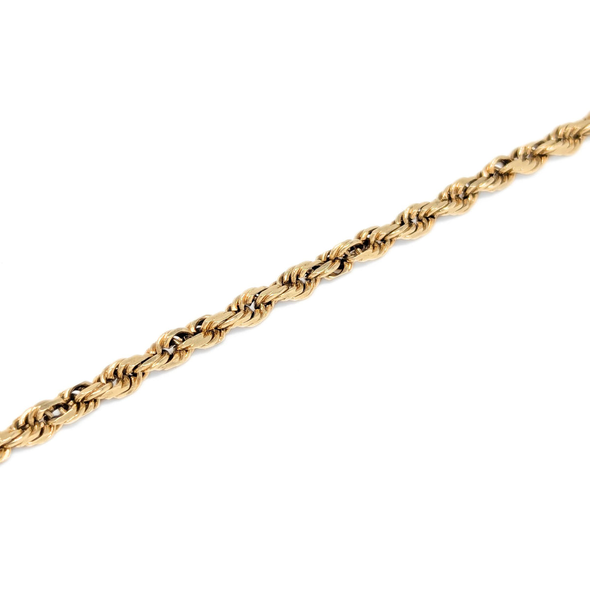 13K Gold Solid Diamond Cut 3.1mm 8 5/8” Rope Bracelet