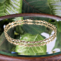 13K Gold Solid Diamond Cut 3.1mm 8 5/8” Rope Bracelet