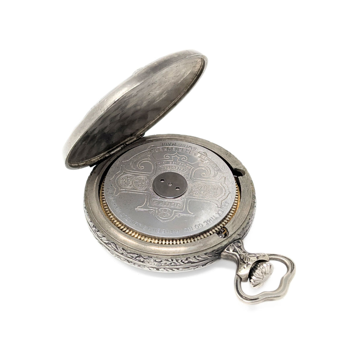 Hebdomas Arnex 8-Day 15j Nickel Hunter Theme Pocket Watch (Running)