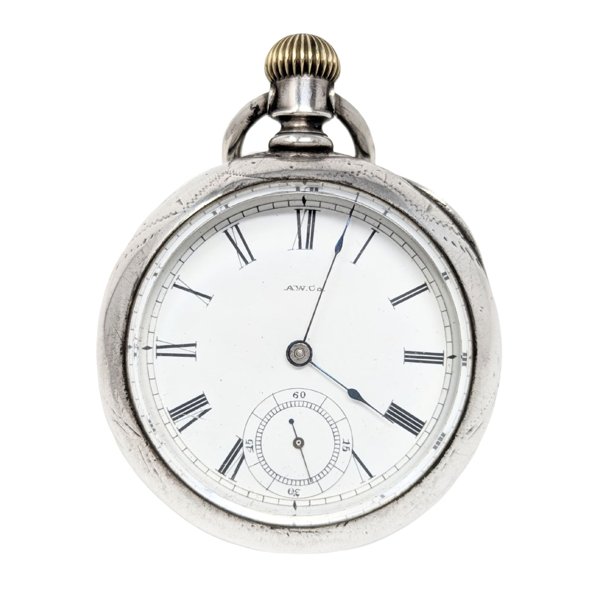 American Watch Co Sterling 1883 18s 7j Coin Silver Pocket Watch (Running)