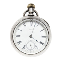 American Watch Co Sterling 1883 18s 7j Coin Silver Pocket Watch (Running)