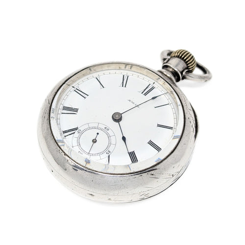 American Watch Co Sterling 1883 18s 7j Coin Silver Pocket Watch (Running)