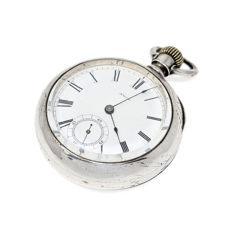 American Watch Co Sterling 1883 18s 7j Coin Silver Pocket Watch (Running)