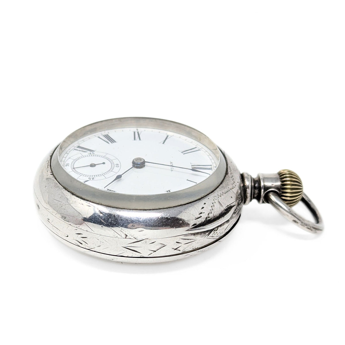 American Watch Co Sterling 1883 18s 7j Coin Silver Pocket Watch (Running)